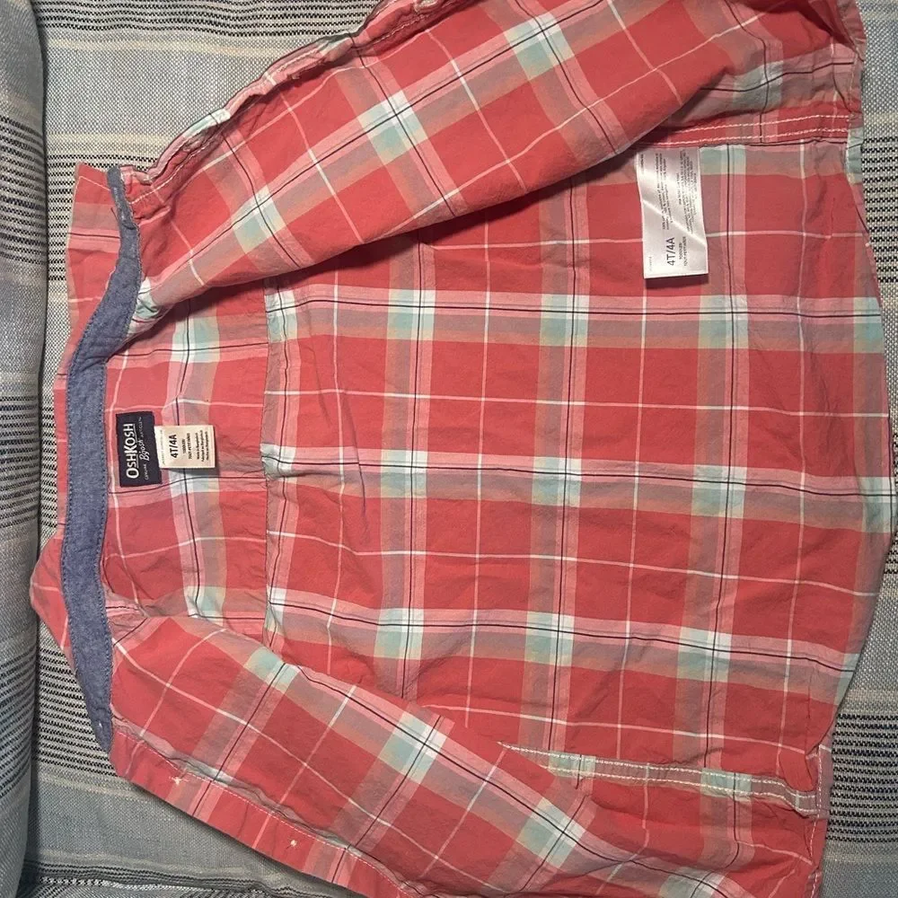 OshKosh B’gosh Plaid Button Down Shirt Toddler Size 4T
